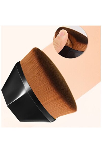 Flippy Pensulă plată de machiaj Kabuki pentru fond de ten, flexibilă, neagră