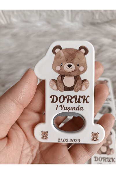 Doğrukan Hediyelik Ayıcıklı 1 rakam açacak yenidoğan doğum günü magnet hediye...