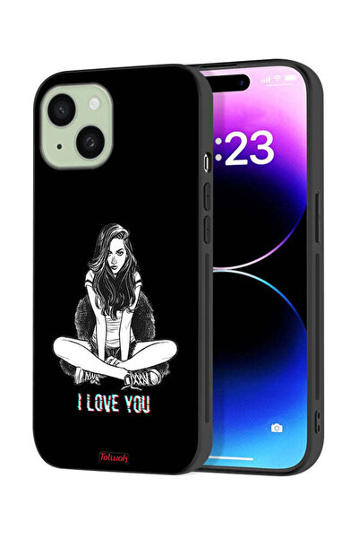 Tolwak غطاء حماية لجهاز Apple iPhone 15 Plus مطبوع عليه عبارة "أحبك"