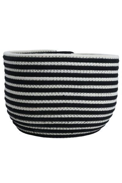 Alsaif Gallery Cotton Basket Set Alsaif Gallery, 25x30x35 cm, Circular Striped, 3 Pieces - Black