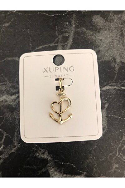 shop PASLANMAZ ÇELİK KOLYE UCU GOLD KALPLİ TAŞLI ÇAPA MODEL KARARMAZ (anchor)