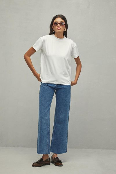 Fahhar Βασικό Modal Πλεκτό T-Shirt Λευκό