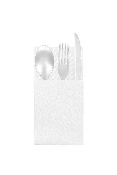 PLASTİKAP Waiter Fold Pocket White Airlaid Napkin 33X40Cm (100 Pieces). Only the Napkin