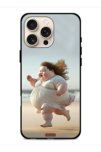 Tolwak غطاء حماية لهاتف Apple iPhone 16 Pro Max بتصميم فتاة سمينة تركض