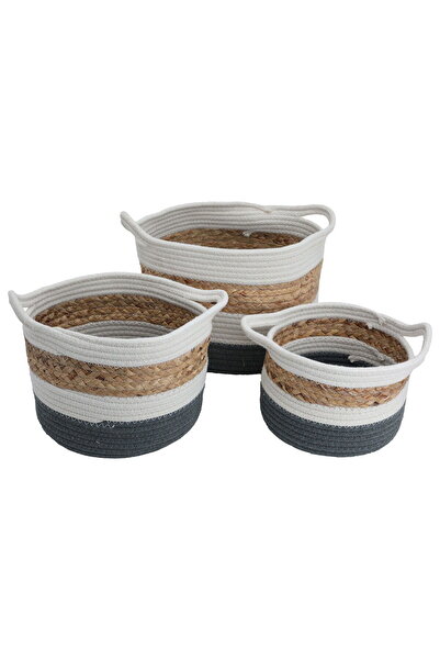 Generic Al Saif Gallery Cotton Baskets Set, 22 x 26 x 32 cm, Round with Handl...
