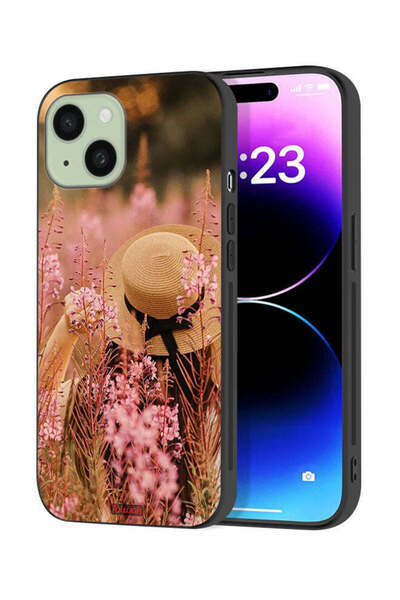 Tolwak Apple iPhone 15 Plus Protective Case Cover Hat Girl In Flowers