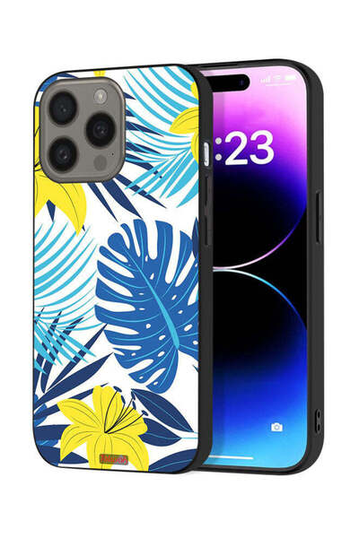 Tolwak غطاء حماية لجهاز آيفون 15 برو من آبل، مزين برسومات ريش وزهور