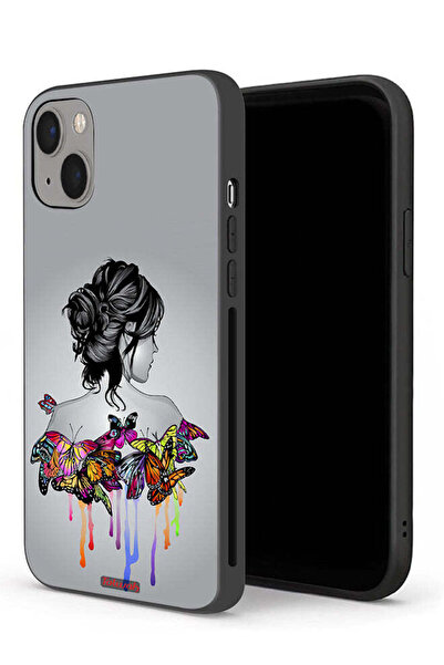 Tolwak غطاء حماية لجهاز آيفون 13 من آبل، رسم تجريدي لفراشات وفتاة