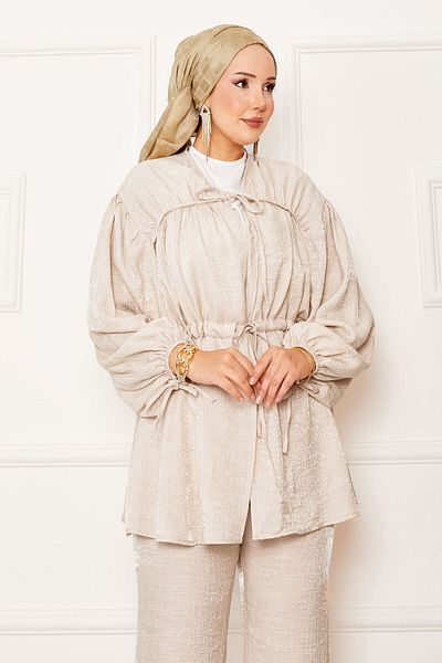 EBRUTESETTÜR Drawstring Detailed Waist Tunnel Kimono Suit