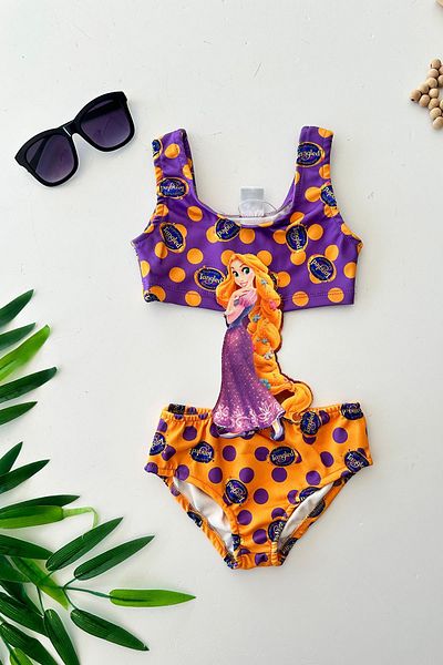 Minigimin Cicileri My Little Girl's Cicils Rapunzel Detailed Girl's Swimsuit - Purple