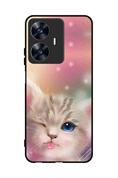 Covernex غطاء حماية لهاتف Realme C55 - قصاصة فنية لطيفة على شكل قطة