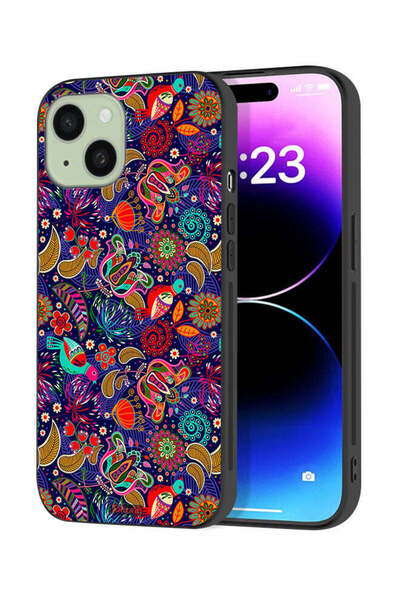 Tolwak غطاء حماية لجهاز Apple iPhone 15 Plus بنمط طيور وأوراق وأزهار ملونة