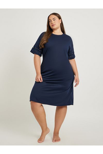 Styli Plus Size Circle Lace Broderie Trim Sleep T-Shirt
