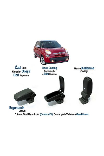 TUNAX OTO Fiat 500L Vehicle-Specific Armrest Armrest Without Screw 2012 2013 2014 2015 2016 2017 2018 2019 2020 2021 20