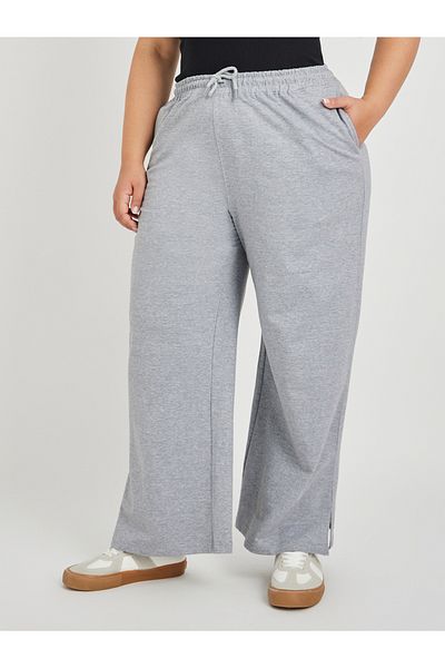Styli Plus Size Wide Leg Joggers with Drawstring