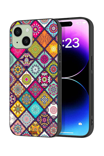 Tolwak غطاء حماية لجهاز Apple iPhone 15 Plus بنمط مربعات ماندالا