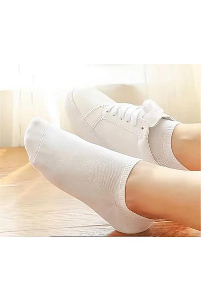HTC SOCKS 8 Pairs Unisex Cotton Anti-Sweat White Booties Socks Mesh Ankle Socks