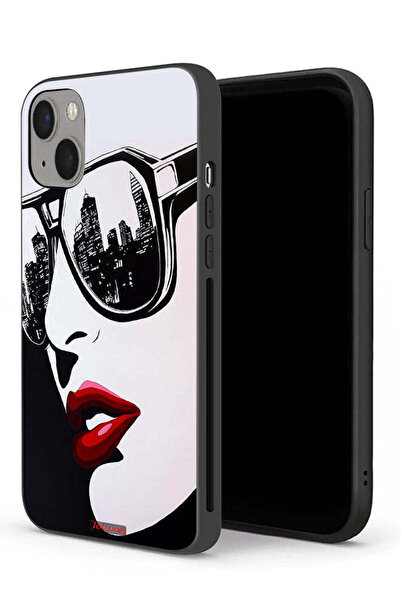 Tolwak جراب حماية لجهاز Apple iPhone 13 mini بتصميم وجه فتاة وفن تجريدي