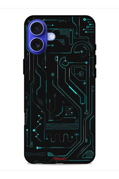 Tolwak غطاء حماية لجهاز Apple iPhone 16 Plus دوائر فنية رقمية بسيطة شاشات متعددة