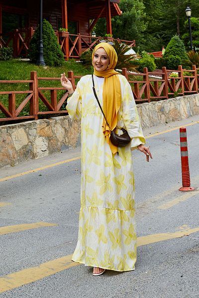 EBRUTESETTÜR Battal Size Half Button Patterned Dress
