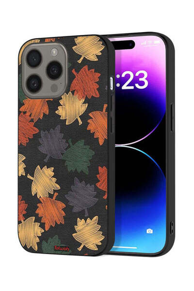 Tolwak غطاء حماية لجهاز Apple iPhone 15 Pro Max بتصميم أوراق الخريف الفنية