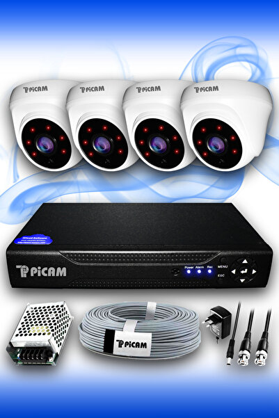 Picam 4 Kameralı Dome 4 Iç Kamera Set Hdd'siz Full Hd Gece Görüşlü Güvenlik K...