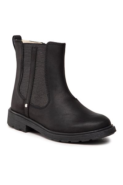 CLARKS Ghete negre pentru fete CLARKS-ASTROL ORIN K BLACK LEATHER 261537496
