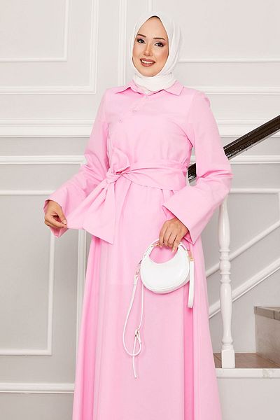 EBRUTESETTÜR Mobile Belted Shirt Collar Dress