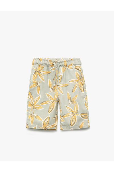 Koton Patterned Elastic Waist Cotton Shorts