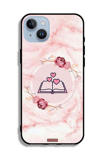 Tolwak Apple iPhone 14 Plus Protective Case Three Hearts On Book Artwork