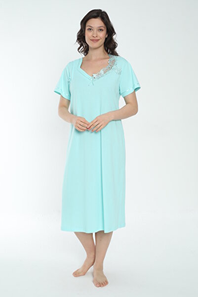 MİSS LOLİTA Cămașă de noapte pentru femei, 100% bumbac, cu mânecă scurtă, lungime midi 541