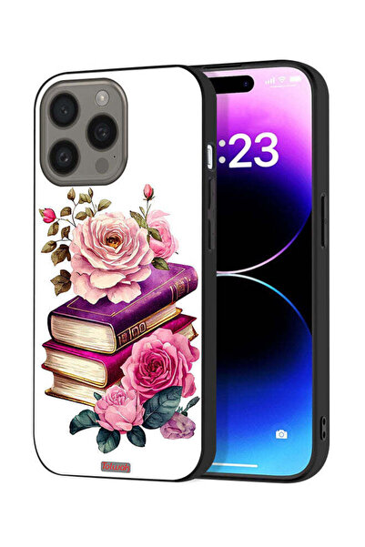 Tolwak غطاء حماية لجهاز Apple iPhone 15 Pro Max بنقشة الورود والكتب
