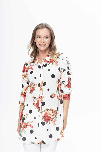 KARTON TRİKO Karton Triko Gül Desenli Tunik