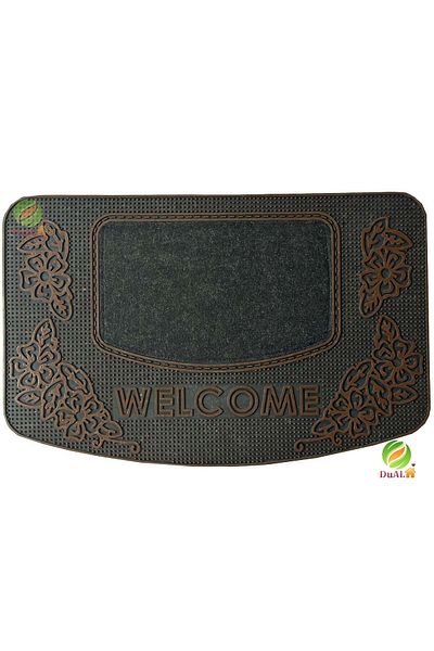 Dualhome Floral Entrance Mat Brown-Black, 45x70 cm, Semi-rectangular - 45x70 cm, semi-rectangular, Black