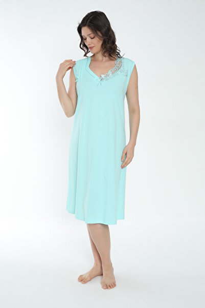 MİSS LOLİTA Cămașă de noapte pentru femei, 100% bumbac, cu mânecă scurtă, lungime midi 542