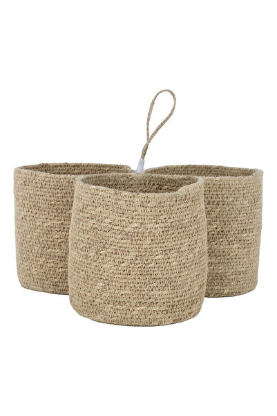 Generic Al Saif Gallery Wicker Storage Basket, 3 Compartments - Beige