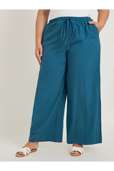 Styli Plus Size Wide Leg Trousers with Drawstring