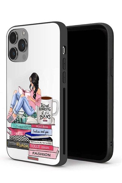 Tolwak Apple iPhone 14 Pro Protective Case Girl And Fashion Books Art