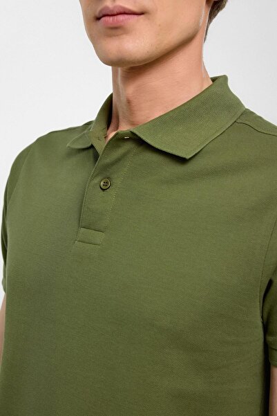 SÜVARİ Khaki Slim Plain Polo Neck T-Shirt