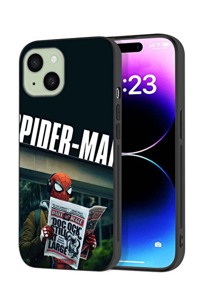 Tolwak غطاء حماية لجهاز Apple iPhone 15 Plus بتصميم سبايدرمان يقرأ صحيفة