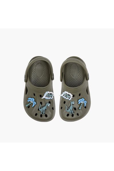 Aqua Dinosaur Applique Clogs with Backstrap