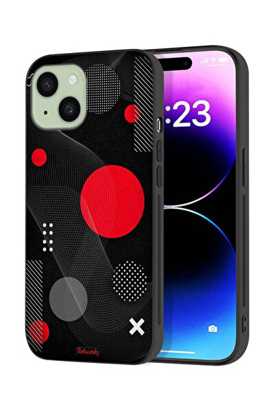 Tolwak Apple iPhone 15 Plus Protective Case Cover Round And Cross Shape Pattern