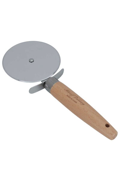Generic Al Saif Gallery Steel Pizza Cutter, Wooden Handle - Brown