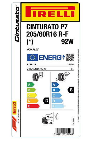 Pirelli PİRELLİ 205/60R16 92W RFT * CİNT P7 YAZ LASTİGİ ÜRETİM YILI:2021