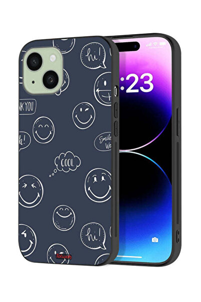 Tolwak Apple iPhone 15 Plus Protective Case Cover Cool Faces Tags