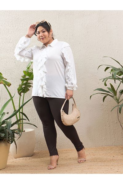 Sassafras By Styli Plus Size High Rise Side Zipper Hem Jeggings