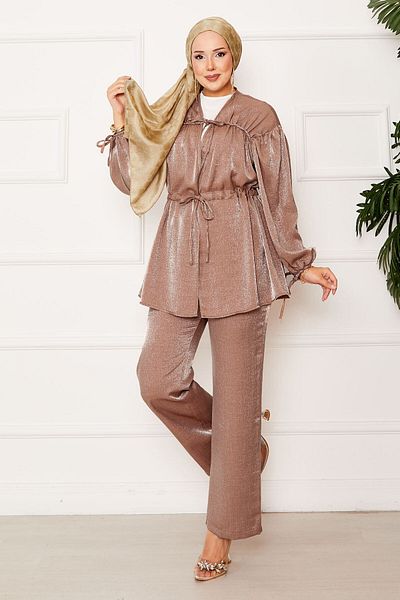 EBRUTESETTÜR Drawstring Detailed Waist Tunnel Kimono Suit
