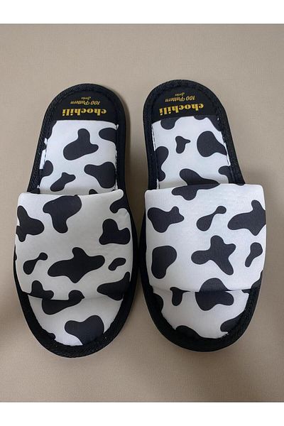 Chochili Unisex Cow Pattern Open Front House Slippers