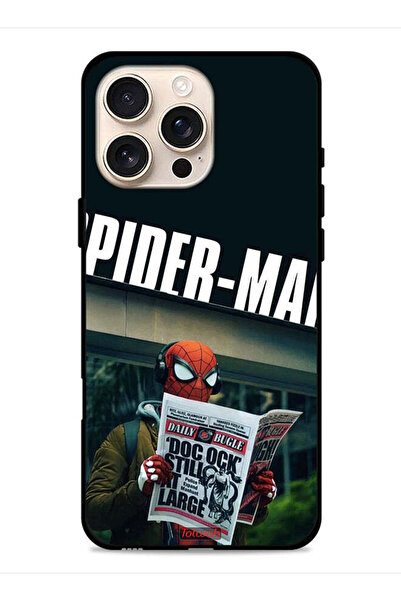 Tolwak غطاء حماية لجهاز Apple iPhone 16 Pro بتصميم سبايدرمان يقرأ صحيفة