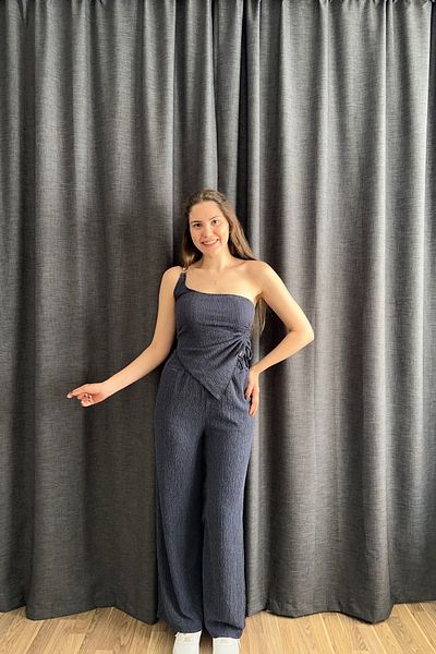 Sorridi Seersucker 2-Piece Set with Single Shoulder Accessory Detail